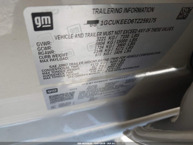 Продажа на аукционе авто 2026 Chevrolet Silverado 1500 4wd  Short Bed Rst, vin: 1GCUKEED6TZ259175, номер лота: 46305626