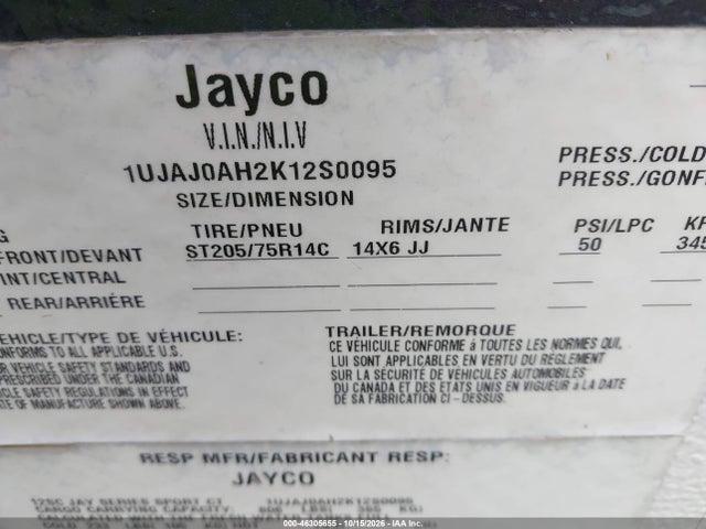 Продаж на аукціоні авто 2019 Jayco Pop Up Trailer, vin: 1UJAJ0AH2K12S0095, номер лоту: 46305655