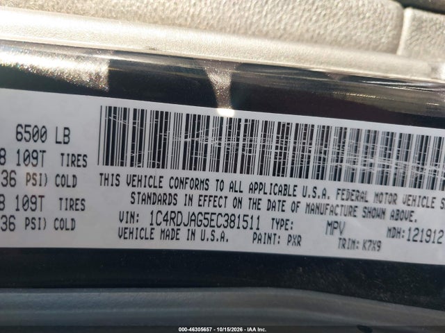 Продаж на аукціоні авто 2014 Dodge Durango Sxt, vin: 1C4RDJAG5EC381511, номер лоту: 46305657