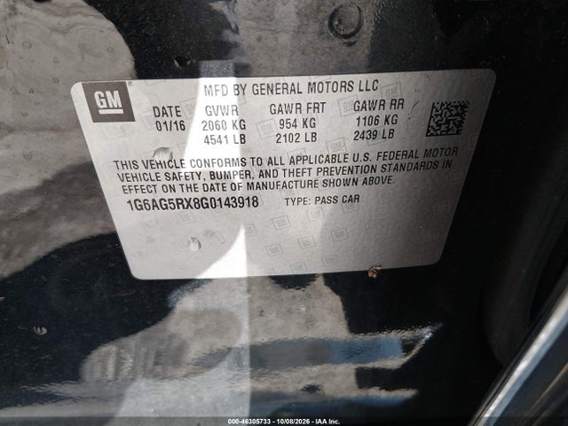 Aukcja sprzedaży 2016 Cadillac Ats Standard, vin: 1G6AG5RX8G0143918, numer aukcji: 46305733