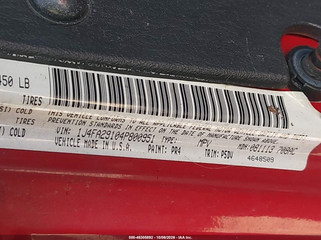 2004 Jeep Wrangler Se მანქანა იყიდება აუქციონზე, vin: 1J4FA29104P800951, აუქციონის ნომერი: 46305892