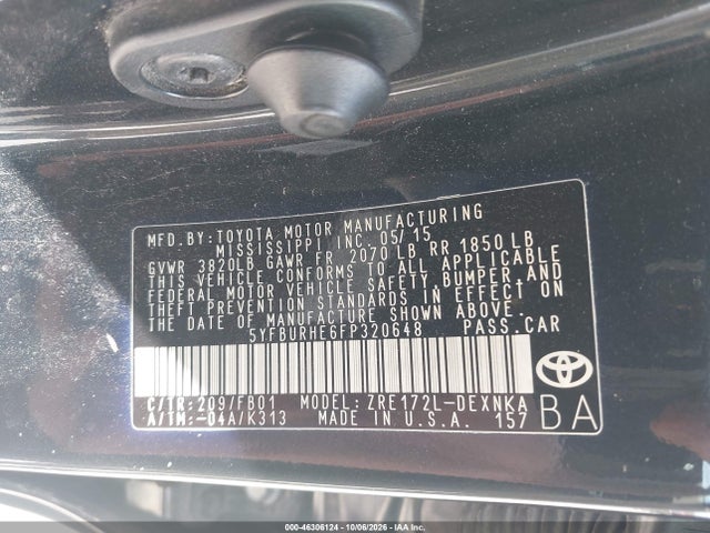 Toyota COROLLA LE 2015 5YFBURHE6FP320648 Image 9