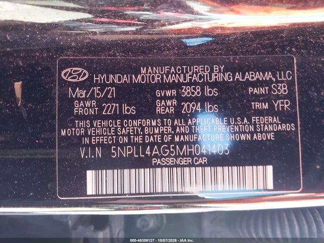 Продаж на аукціоні авто 2021 Hyundai Elantra Se, vin: 5NPLL4AG5MH041403, номер лоту: 46306127