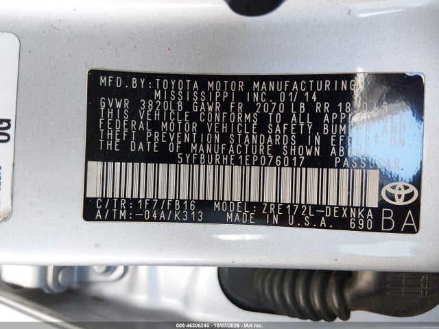 Toyota COROLLA LE 2014 5YFBURHE1EP076017 Image 9
