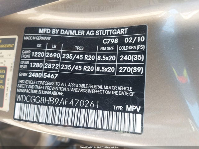 Продажа на аукционе авто 2010 Mercedes-benz Glk 350 4matic, vin: WDCGG8HB9AF470261, номер лота: 46306428
