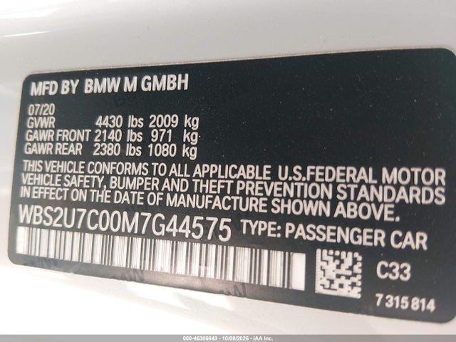 BMW M2 Competition 2021 WBS2U7C00M7G44575 Image 9
