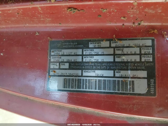 Продаж на аукціоні авто 1990 Dodge Dakota, vin: 1B7FL26G7LS642161, номер лоту: 46306659