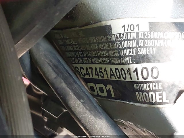 46306667 :رقم المزاد ، 1HFSC47451A001100 vin ، 2001 Honda Gl1800 A مزاد بيع