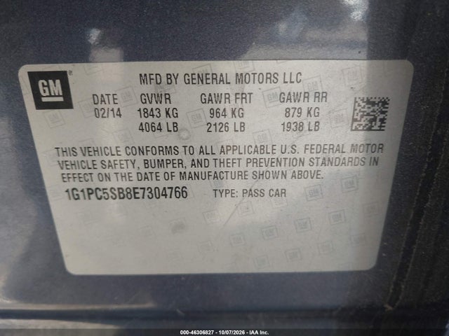 Chevrolet Cruze 1lt Auto 2014 1G1PC5SB8E7304766 Image 9