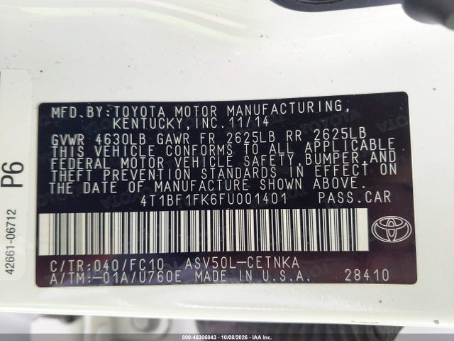 Продаж на аукціоні авто 2015 Toyota Camry Le, vin: 4T1BF1FK6FU001401, номер лоту: 46306843