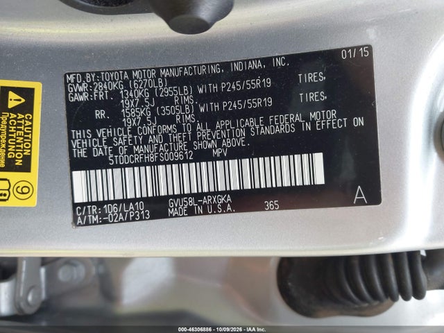Продаж на аукціоні авто 2015 Toyota Highlander Hybrid Limited, vin: 5TDDCRFH8FS009612, номер лоту: 46306886