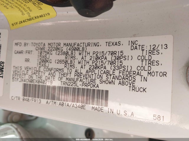 46306899 :رقم المزاد ، 5TFJX4CN0EX040219 vin ، 2014 Toyota Tacoma مزاد بيع
