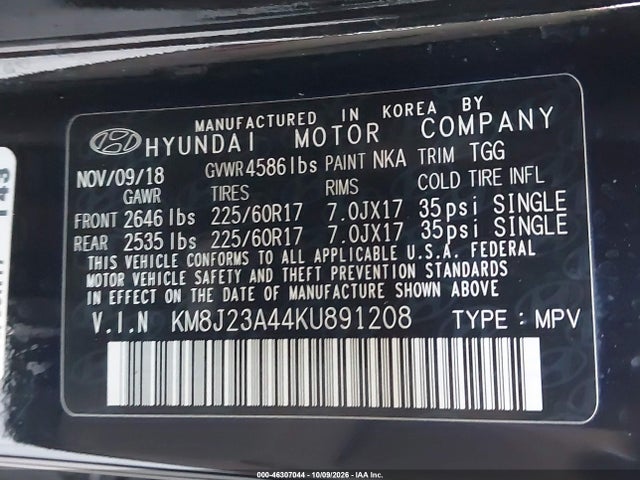 Hyundai TUCSON SE 2019 KM8J23A44KU891208 Image 9