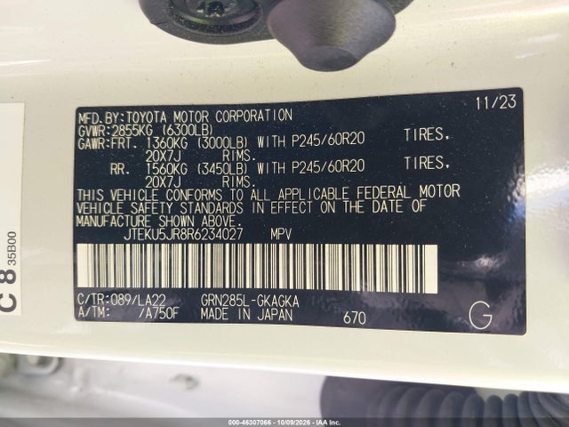 Aukcja sprzedaży 2024 Toyota 4runner Limited, vin: JTEKU5JR8R6234027, numer aukcji: 46307066