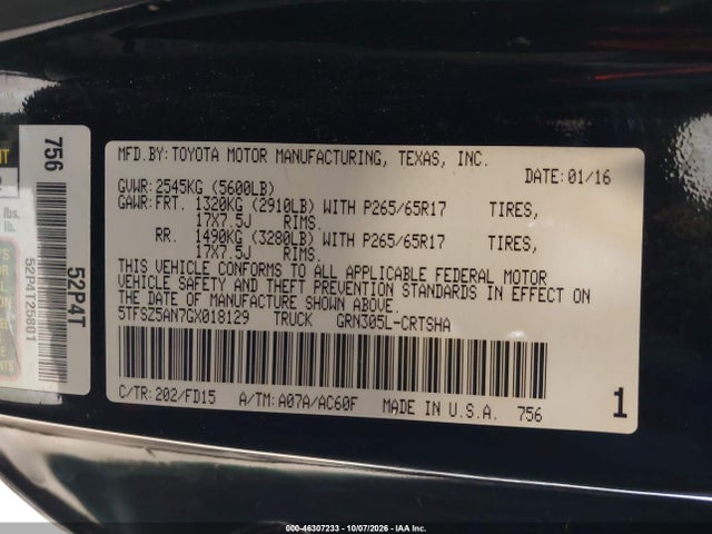 5TFSZ5AN7GX018129 Toyota Tacoma Trd Sport
