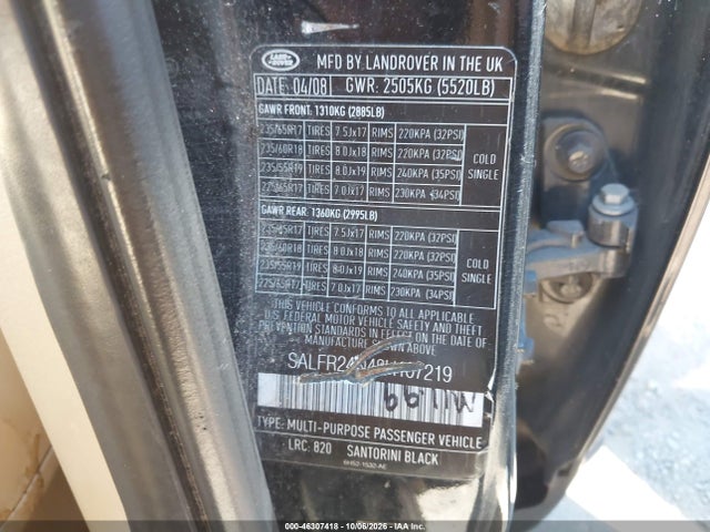 Aukcja sprzedaży 2008 Land Rover Lr2 Hse, vin: SALFR24N48H107219, numer aukcji: 46307418
