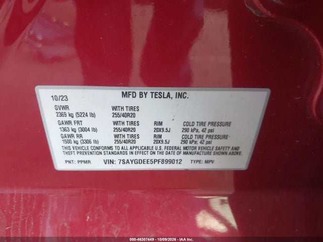 Продажа на аукционе авто 2023 Tesla Model Y Awd/long Range Dual Motor All-wheel Drive, vin: 7SAYGDEE5PF899012, номер лота: 46307449
