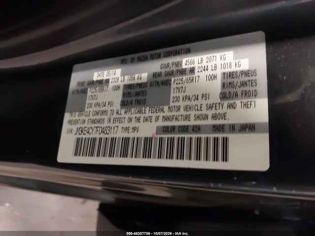 Продаж на аукціоні авто 2015 Mazda Cx-5 Touring, vin: JM3KE4CY7F0483117, номер лоту: 46307756
