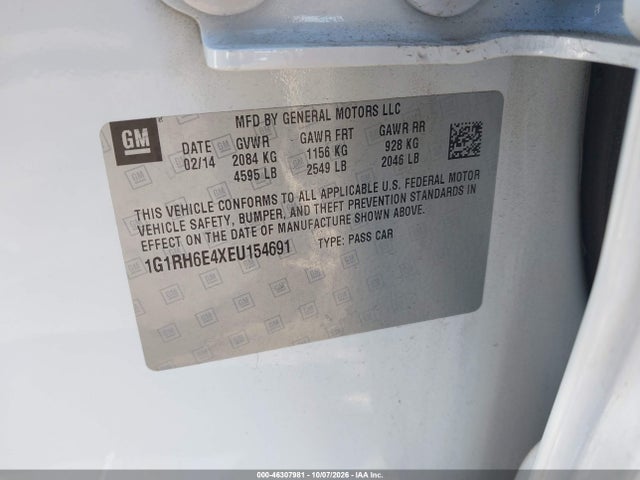 Продажа на аукционе авто 2014 Chevrolet Volt, vin: 1G1RH6E4XEU154691, номер лота: 46307981