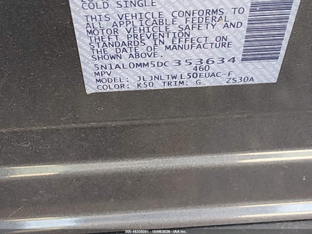 Продажа на аукционе авто 2013 Infiniti Jx35, vin: 5N1AL0MM5DC353634, номер лота: 46308091