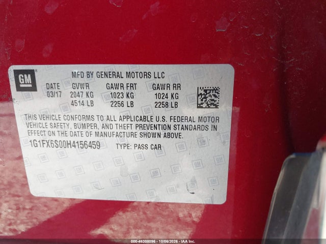 1G1FX6S00H4156459 Chevrolet Bolt Ev Premier