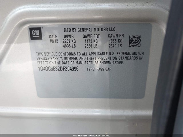 Продажа на аукционе авто 2013 Buick Lacrosse Leather Group, vin: 1G4GC5E32DF204996, номер лота: 46308288