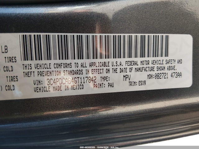 Продаж на аукціоні авто 2016 Dodge Journey Se, vin: 3C4PDCAB4GT117842, номер лоту: 46308389
