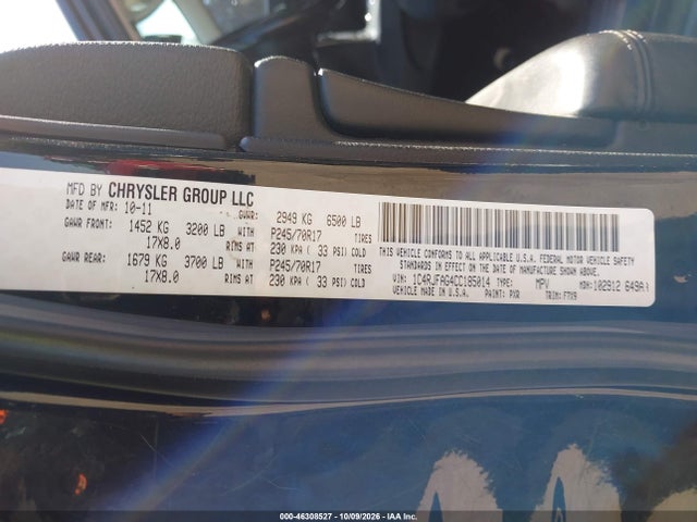 Продаж на аукціоні авто 2012 Jeep Grand Cherokee Laredo, vin: 1C4RJFAG4CC185014, номер лоту: 46308527