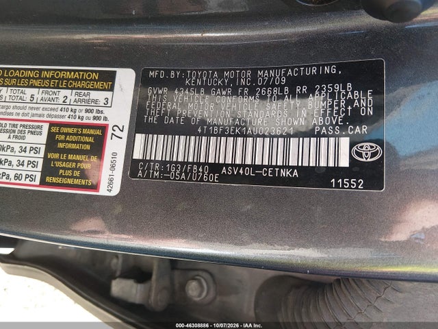 46308886 :رقم المزاد ، 4T1BF3EK1AU023621 vin ، 2010 Toyota Camry Le مزاد بيع