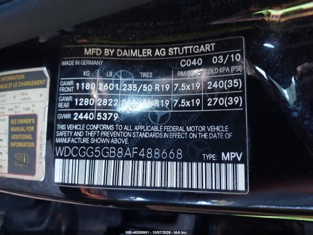 Продажа на аукционе авто 2010 Mercedes-benz Glk 350, vin: WDCGG5GB8AF488668, номер лота: 46308951