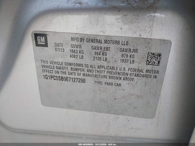 46309005 :رقم المزاد ، 1G1PC5SB9E7127290 vin ، 2014 Chevrolet Cruze 1lt Auto مزاد بيع