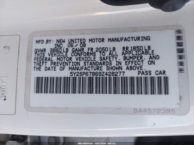Продаж на аукціоні авто 2009 Pontiac Vibe, vin: 5Y2SP67869Z428277, номер лоту: 46309104