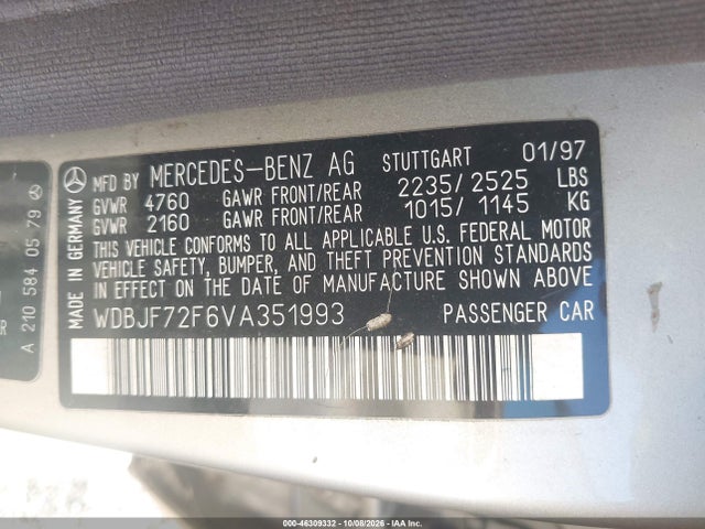 Продажа на аукционе авто 1997 Mercedes-benz E 420, vin: WDBJF72F6VA351993, номер лота: 46309332
