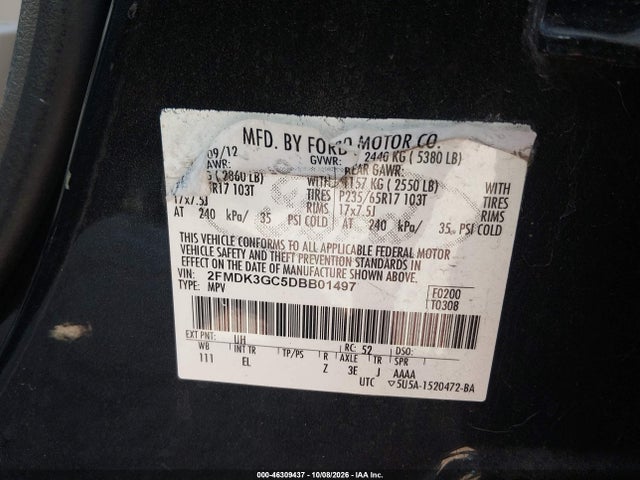 Продажа на аукционе авто 2013 Ford Edge Se, vin: 2FMDK3GC5DBB01497, номер лота: 46309437