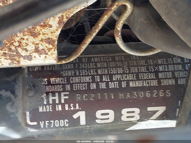 Aukcja sprzedaży 1987 Honda Vf700 C, vin: 1HFRC2111HA306265, numer aukcji: 46309503