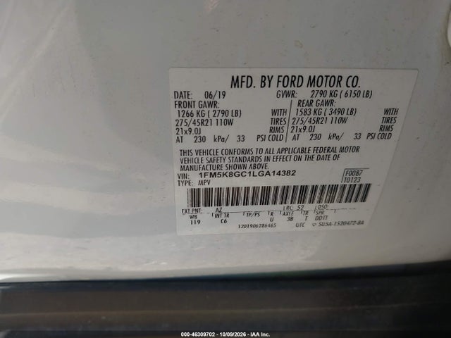 Продажа на аукционе авто 2020 Ford Explorer St, vin: 1FM5K8GC1LGA14382, номер лота: 46309702