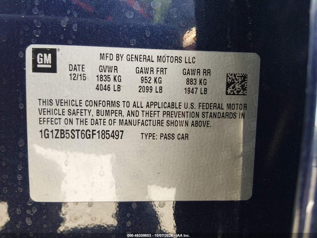 Chevrolet MALIBU LS 2016 1G1ZB5ST6GF185497 Image 9