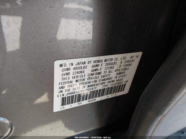 Продажа на аукционе авто 2005 Acura Rl 3.5, vin: JH4KB16585C001977, номер лота: 46309994