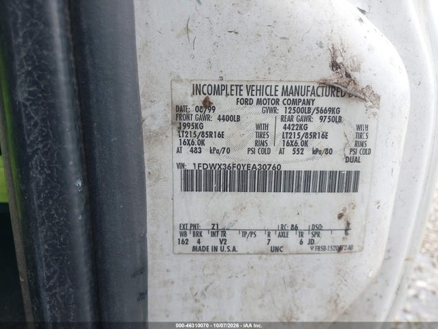 Продаж на аукціоні авто 2000 Ford F-350 Lariat/xl/xlt, vin: 1FDWX36F0YEA30760, номер лоту: 46310070