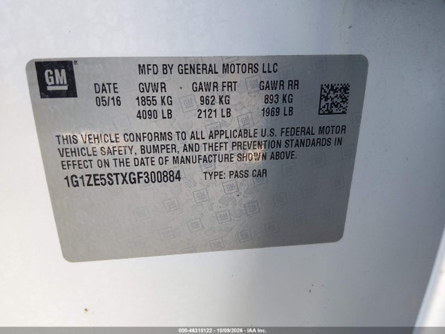 Aukcja sprzedaży 2016 Chevrolet Malibu 1lt, vin: 1G1ZE5STXGF300884, numer aukcji: 46310122