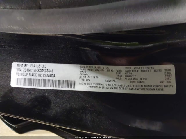 Aukcja sprzedaży 2025 Chrysler Pacifica Select, vin: 2C4RC1BG3SR578844, numer aukcji: 46310483