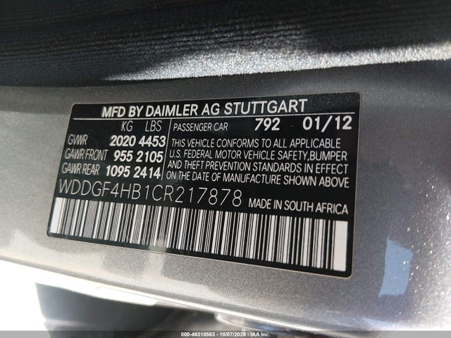 Продажа на аукционе авто 2012 Mercedes-benz C 250 Sport, vin: WDDGF4HB1CR217878, номер лота: 46310563