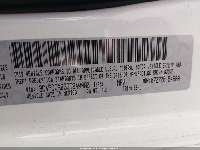 Продаж на аукціоні авто 2016 Dodge Journey Se, vin: 3C4PDCAB3GT240080, номер лоту: 46310726