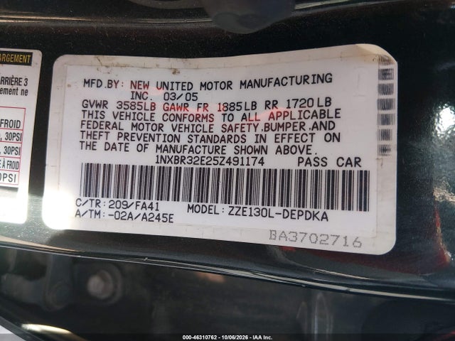Продажа на аукционе авто 2005 Toyota Corolla Ce, vin: 1NXBR32E25Z491174, номер лота: 46310762