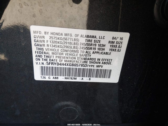 Продаж на аукціоні авто 2016 Acura Mdx Technology   Acurawatch Plus Packages/technology Package, vin: 5FRYD4H4XGB057953, номер лоту: 46310859