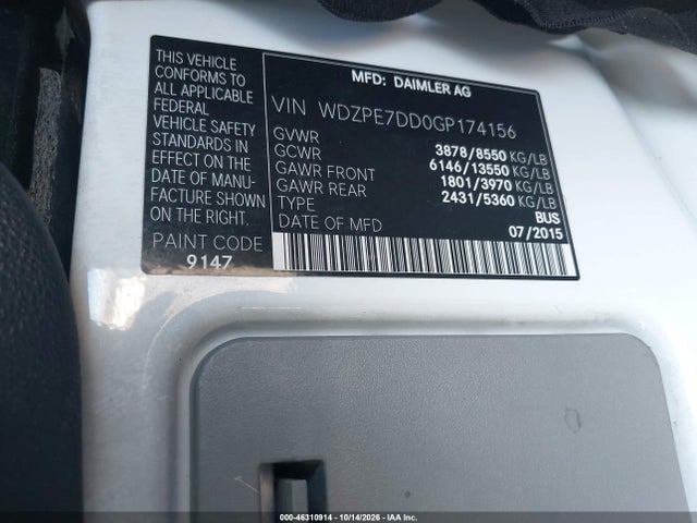 WDZPE7DD0GP174156 Mercedes-Benz Sprinter 2500 Normal Roof