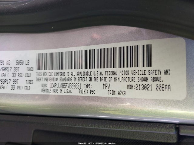 1C4PJLAB5FW660831 Jeep Cherokee Sport