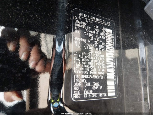 JN8BT3BA5SW007361 Nissan Rogue Sv Fwd