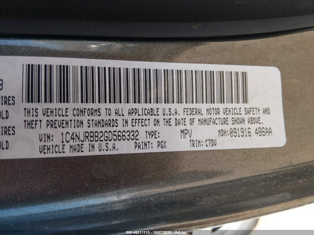 1C4NJRBB2GD566332 Jeep Patriot Sport