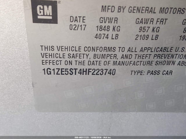 1G1ZE5ST4HF223740 Chevrolet MALIBU 1LT